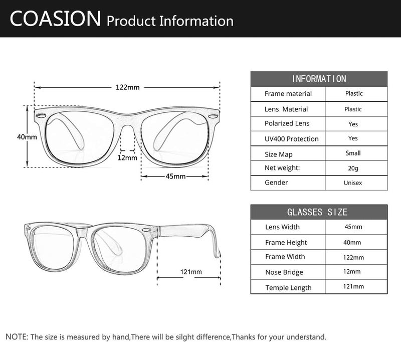 COASION Kids Polarized Sunglasses TPEE Rubber Flexible Shades for Girls Boys Age 3-9 - Image 4